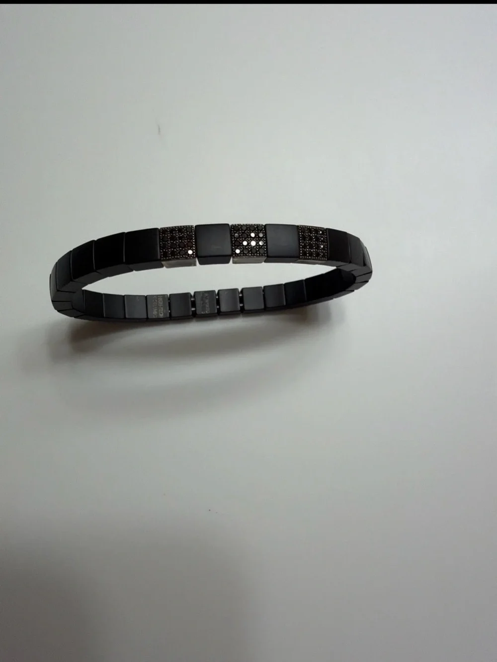 Roberto Demeglio Ceramic Stretch Bracelet with 18 Black Gold and Black Diamonds